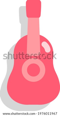 Pink guitar, icon illustration, vector on white background