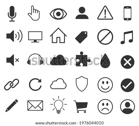 Web interface and application icon collection. Internet page and website vector symbol sign set.
