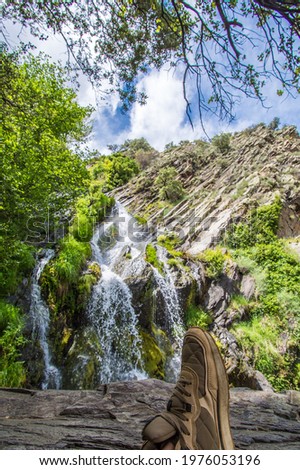 Majestic Waterfall In The Middle Of Nature Called: El Chorrituelo De Ovejuela. Located In Sierra De Gata, Las Hurdes, North Of Cáceres-Spain. Nature Royalty-Free Stock Photo #1976053196