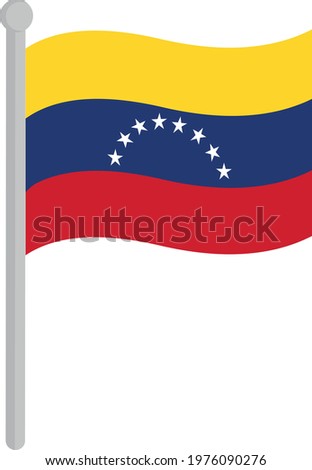Vector illustration of the flag of Venezuela on a pole