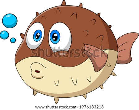 Illustration of cute cartoon puffer fish