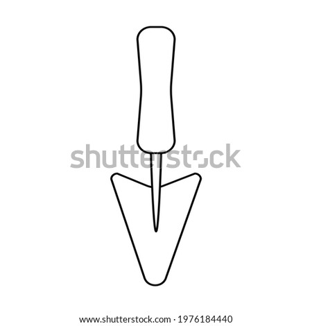 Gardening trowel outline simple minimalistic flat design vector illustration isolated on white background
