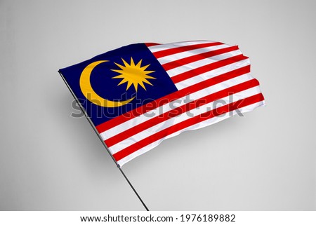 Malaysia flag isolated on white background with clipping path. close up waving flag of Malaysia. flag symbols of Malaysia. Malaysia flag frame with empty space for your text.