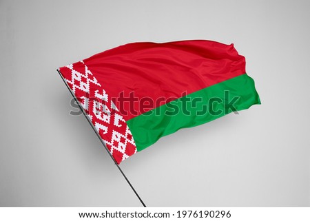 Belarus flag isolated on white background with clipping path. close up waving flag of Belarus. flag symbols of Belarus. Belarus flag frame with empty space for your text. 