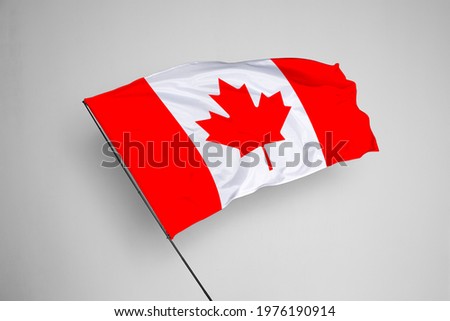 Canada flag isolated on white background with clipping path. close up waving flag of Canada. flag symbols of Canada. Canada flag frame with empty space for your text. 