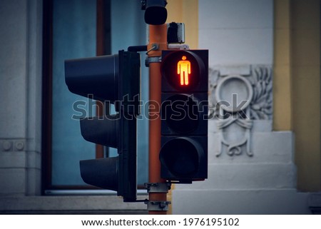 European pedestrian red traffic light, Stop, crossing the roadway is prohibited