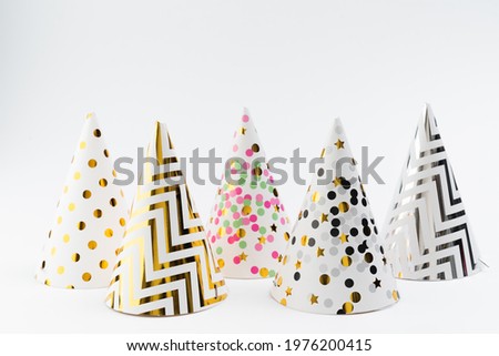 Happy New Year party hat on white background.