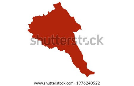 Red silhouette map of the Bayan-olgii Province in Mongolia