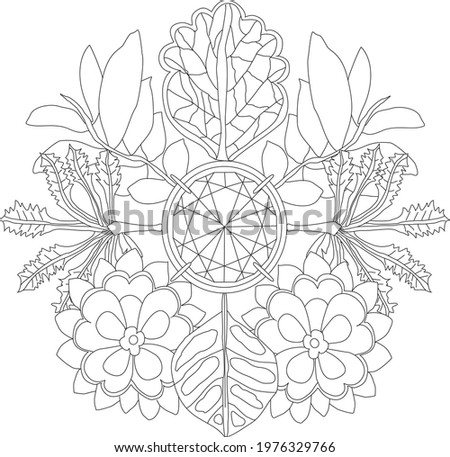 Flower decoration coloring page mandala floral