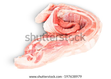 Raw Pork Ribs In The Expanded Roll Isolated On White Background