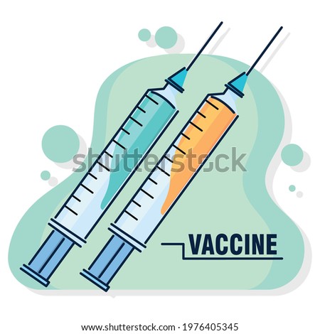 Covid-19 vaccine in a syringe Vaccination time - Vector