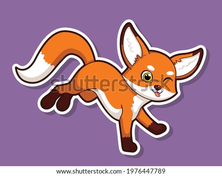 Cute cartoon tiger sticker mascot animal character. Vector art illustration. hand drawn fox animal stickers