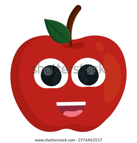 Happpy apple cartoon Healthy food - Vector illustration