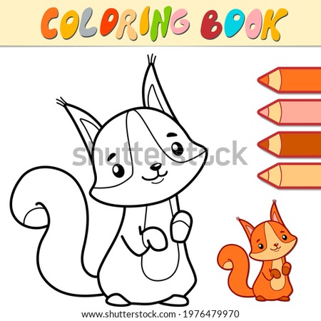 Coloring book or page for kids. squirrel black and white vector illustration