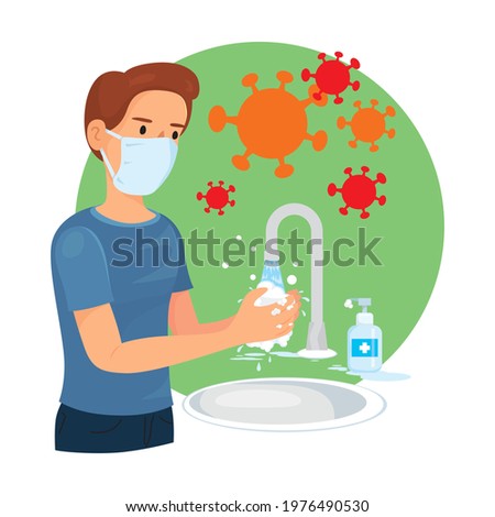 Man Washing Hands Images, illustration vector cartoon