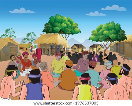Indian Rural Village  Gathering for discussion_20521 Royalty-Free Stock Photo #1976537003