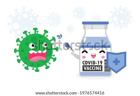 vaccine cute character. vaccination fight with coronavirus (2019-nCoV), Alcohol gel attack COVID-19, Protection Against Viruses and covid, Healthy lifestyle isolated on white background vector Royalty-Free Stock Photo #1976574416