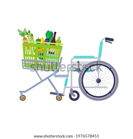 Wheelchair shopping cart. Vector illustration that is easy to edit.