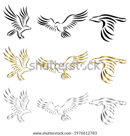 Set of line art vector logo of eagle Can be used as a logo Or decorative items	