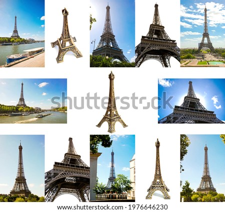 set of different pictures of Eiffel Tower