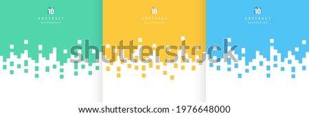 Set of simple flat yellow, light blue and green color design. Abstract pastel color vertical stripes lines transition on white background with copy space. Pattern minimal style collection. Vector EPS Royalty-Free Stock Photo #1976648000