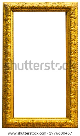 rectangular golden frame for photo on isolated background