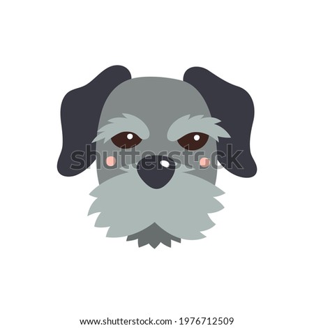 Dog s face. illustration of funny cartoon pet in trendy flat style. Isolated on white.