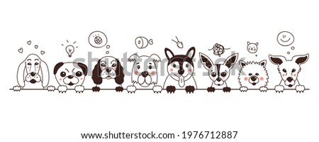 Doodle with cute dogs on a white background. illustration.