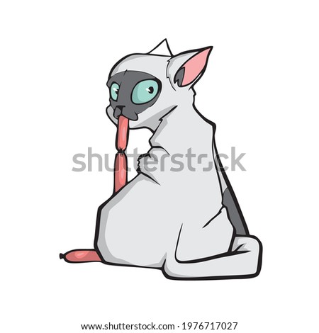 Cat Cute  cartoon illustration on white background Vector illustration