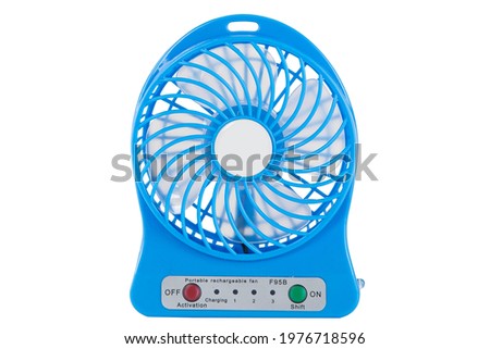 3D picture product of mini fan portable, put it on the table with blue color