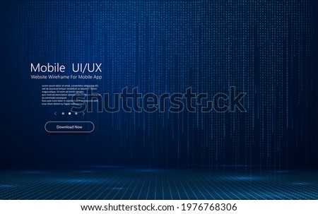 Digital binary data and streaming binary code background. Numbers of the computer matrix. The concept of coding, hacking, or mining bitcoin cryptocurrencies. The numbers fall. Vector illustration Royalty-Free Stock Photo #1976768306