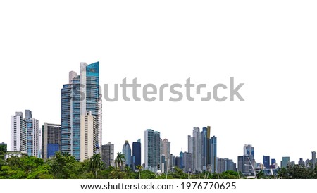 Cityscape of Panama City ( Republic of Panama)  isolated on white background