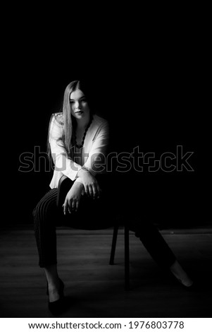black and white portrait of a beautiful girl model