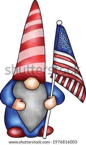 Patriotic Gnomes Clipart 4 th july cartoon day flag usa 
