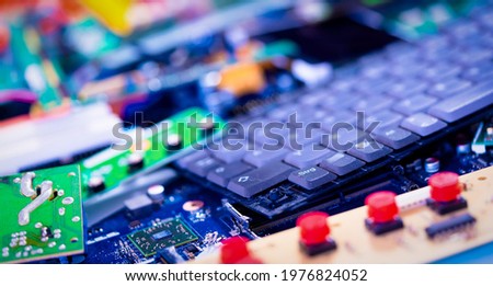 Electronic devices waste ready for recycling Royalty-Free Stock Photo #1976824052