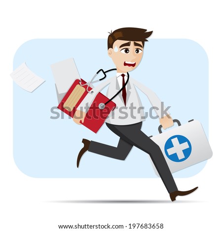 illustration of cartoon doctor in rush hour