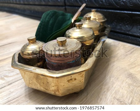 Picture of Tepak sirih containers made of metal traditional malay wedding Royalty-Free Stock Photo #1976857574