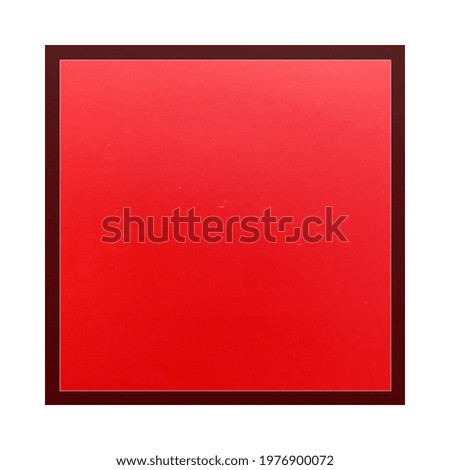 Red square and slim black frame on white background 