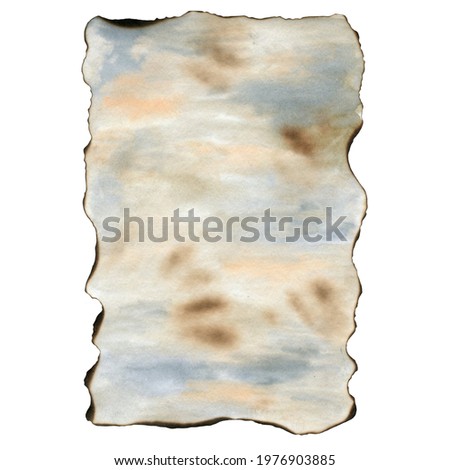 Watercolor background. Burnt, vintage paper.