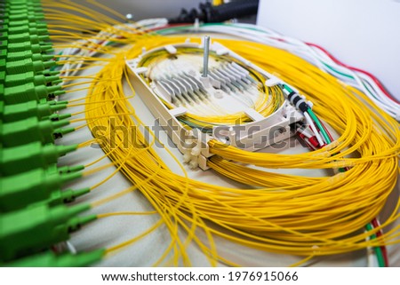 Fibre Optic Splice Tray in Optical Distribution Frame Royalty-Free Stock Photo #1976915066