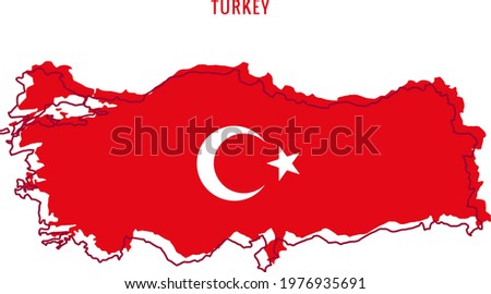 Turkey map and flag bright vector template