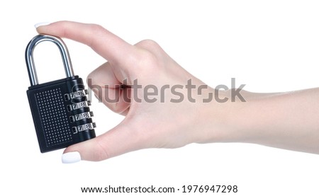 Code lock in hand on white background isolation