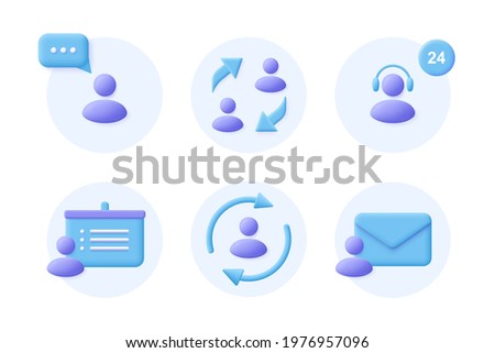 Business Communication 3d realistic icon set. Corporate signs. Vector illustration. 