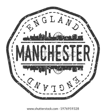 Manchester, UK Stamp Skyline Postmark. Silhouette Postal Passport. City Round Vector Icon. Vintage Postage Design.