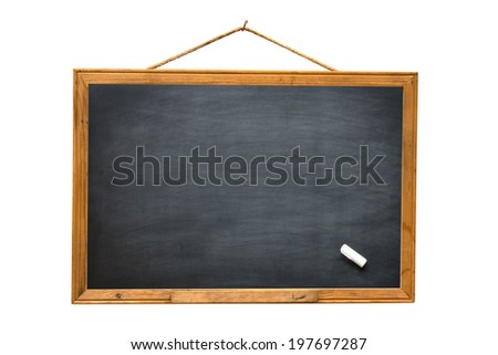 Empty black board isolate white background