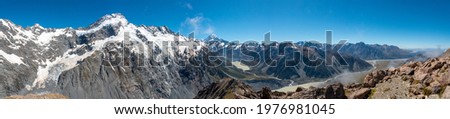 Mount Sefton , Mount Cook and Hooker valley from Mueller Hut Route, Aoraki National Park, South Island of New Zealand Royalty-Free Stock Photo #1976981045
