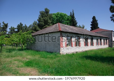 Picture of beautiful village house with garden. Azerbaijan village in summer time. Zaqatala district