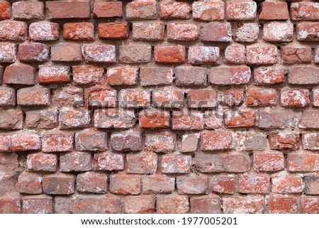 Background image - Old wall of dilapidated red bricks.
