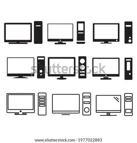 pc icons set. pc pack symbol vector elements for infographic web.