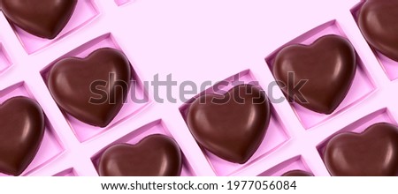 Heart.  Valentine's Day. Chocolate heart in pink box  on white  background. 